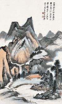 张大千 戊申（1968年）作 层峦流泉