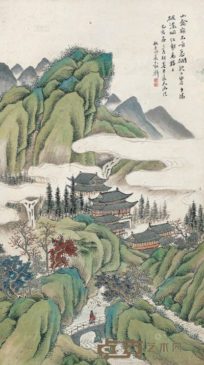吴榖祥 己亥（1899年）作 山水 60.5×34cm