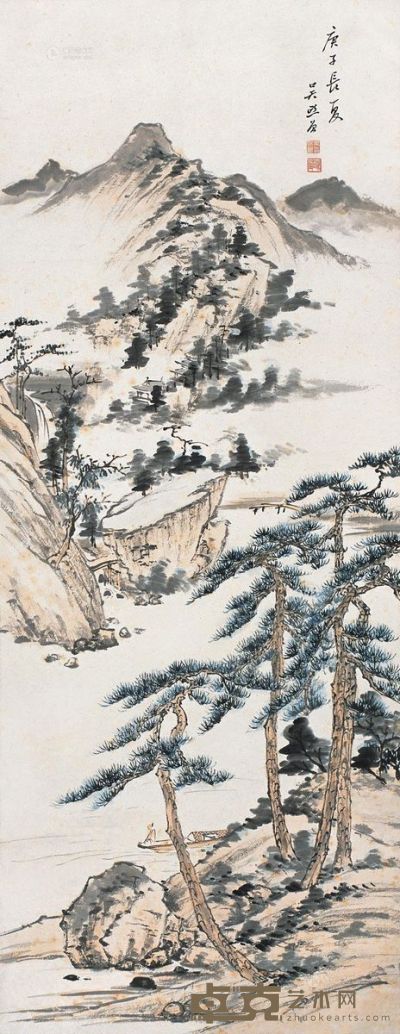 吴熙曾 庚子（1960年）作 山水 99×38.5cm