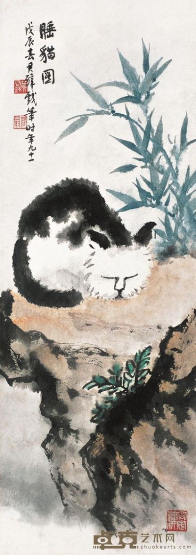 黄君璧 睡猫图 52.5×19cm