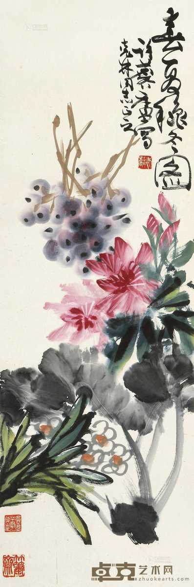 春夏秋冬图 立轴 设色纸本 101×33cm