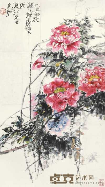 花卉 立轴 设色纸本 85×48cm