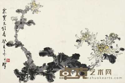 菊花 镜片 设色纸本 40×61cm