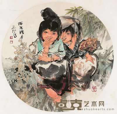 华三川 人物(团扇) 54×54cm