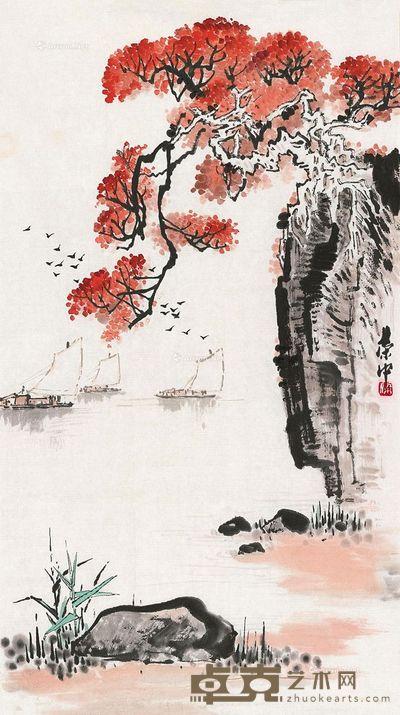 梁荣中 山水 65×36cm
