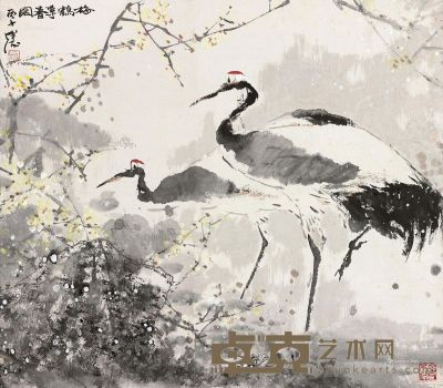 宋成德 花鸟（鹤图） 75×66cm