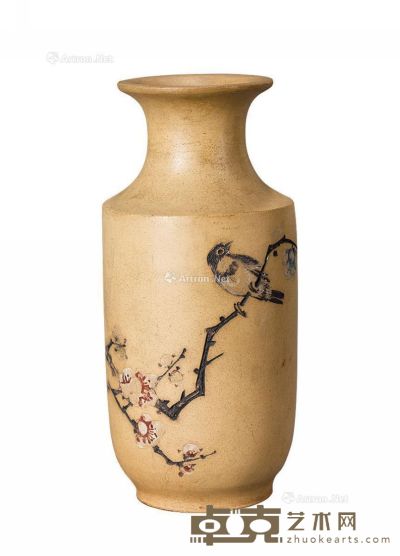 清 紫砂花瓶 19cm