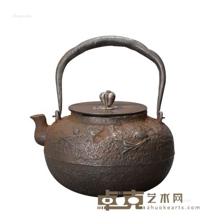 近代 龙文堂?铁壶（银摘） 18.5cm