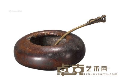 清 竹刻水盂（配勺） 7×2cm