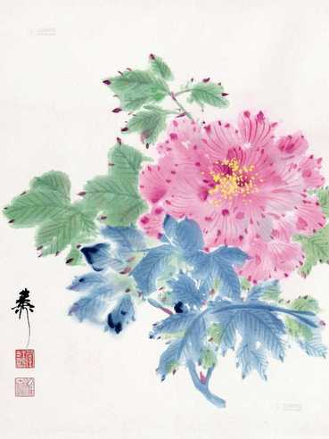 芙蓉花 立轴 纸本