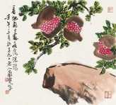 石榴 镜框 纸本