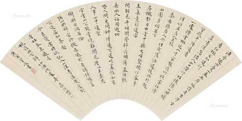 渔舟逐水 扇面 水墨纸本