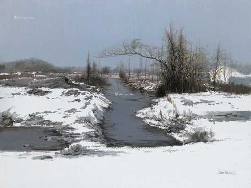 冬雪 布面油画