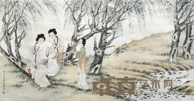 柳荫仕女 48×91cm