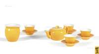 晓芳窑 乳黄釉茶具 （一套十件）