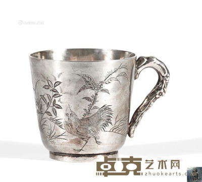 凤祥款 纯银人物茶杯 直径8.0cm；高12.0cm