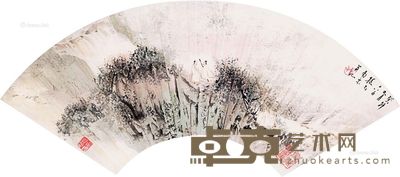 傅抱石 观瀑行吟图 22×50cm×1