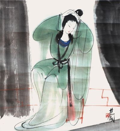 林风眠 绾发仕女