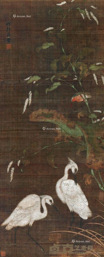 吕棠 鹭鸶 102×41cm
