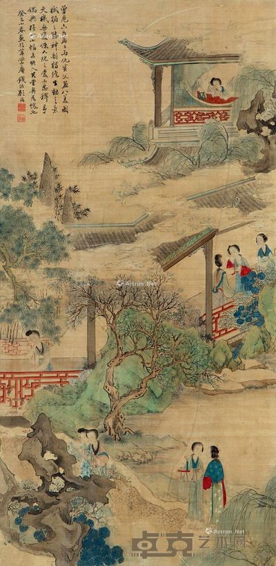 顾洛 八美图 83×41cm