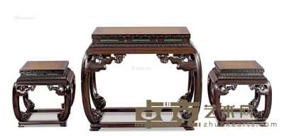 当代 留韵棋桌 （三件套） 茶桌81×60×80cm；方凳49×37×48cm×2