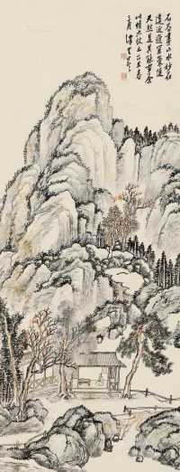 乙丑（1805）年作 山居图 镜片 设色纸本