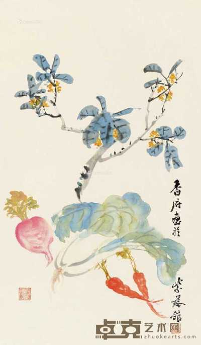 蔬果花卉 镜片 设色纸本 74×43cm