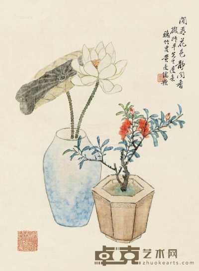 闲看花色 镜片 设色纸本 67×50cm