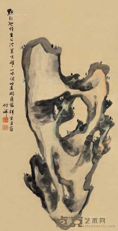 甲午（1894）年作 太湖灵石 立轴 设色纸本 124×63cm