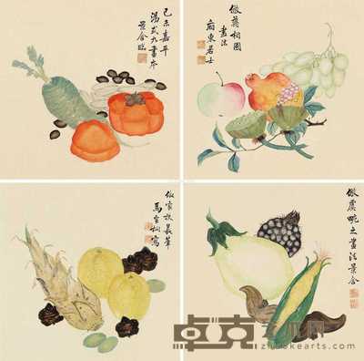 己未（1919）年作 五谷丰登 （四幅） 镜片 设色纸本 31×31cm×4