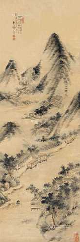 春山雨树 镜片 设色纸本