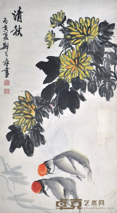 郑若泉 花鸟 68×33cm