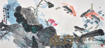 胡志辉　鱼乐图 136×68cm