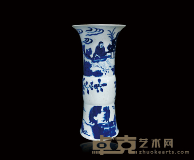 青花人物故事花觚 高35