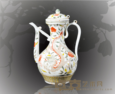 老五彩龙凤酒壶 23×16