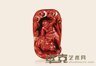 老小叶金星紫檀伏虎罗汉把件(军辉作品) 8.8×5.1