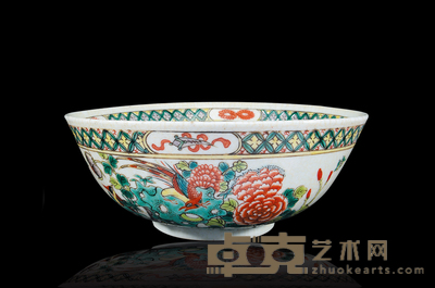 老五彩花开富贵纹碗 23×10