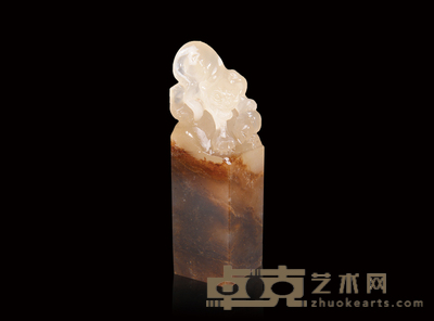 寿山石高山牛角冻下山虎章料约164克