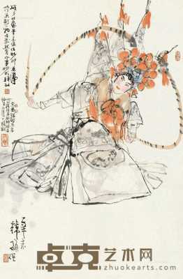 辛未（1991）年作 京剧人物 立轴 设色纸本 67×45cm