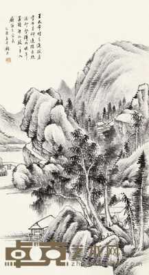 乙酉（1885）年作 云烟丘壑 镜片 水墨纸本 87×45cm