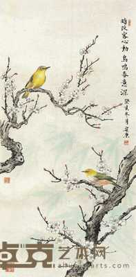 癸亥（1983）年作 鸟呜春意深 镜片 设色纸本 67×33cm
