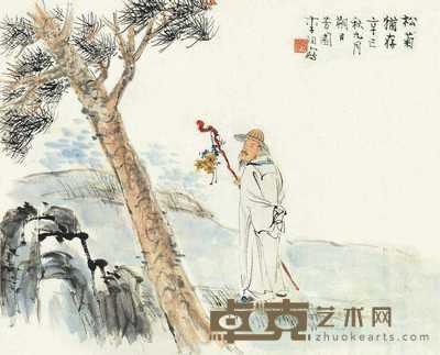 辛巳（1941）年作 松菊犹存 镜片 设色纸本 31×39cm