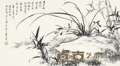 壬申（1992）年作 双清图 镜片 水墨纸本 41×74cm