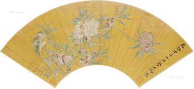 甲子（1684）年作 花团锦簇 镜框 设色笺本