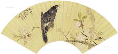 丁卯（1867）年作 栖禽图 楷书 （选一） 立轴双挖 设色笺本