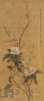 癸未（1703）年作 春在枝头 镜框 设色绢本 98×43cm