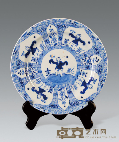 青花婴戏图盘 D:22CM