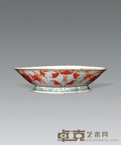 粉彩福寿纹水仙盆 D:27CM