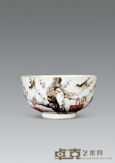 墨彩喜上眉梢过墙纹碗 D:12CM