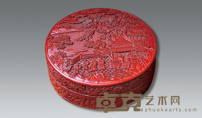 剔红雕漆圆形捧盒 L:26CM